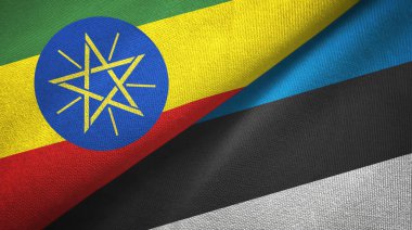 Etiyopya ve Estonya iki bayraklar tekstil kumaş, kumaş doku