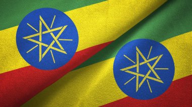 Etiyopya iki bayraklar tekstil kumaş, kumaş doku