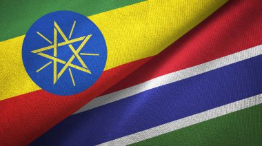 Etiyopya ve Gambiya iki bayraktekstil kumaş, kumaş doku