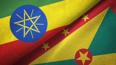Etiyopya ve Grenada iki bayraktekstil kumaş, kumaş doku