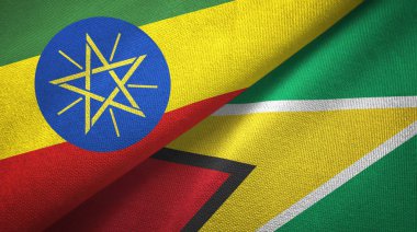 Etiyopya ve Guyana iki bayraktekstil kumaş, kumaş doku