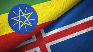 Etiyopya ve İzlanda iki bayraklar tekstil kumaş, kumaş doku