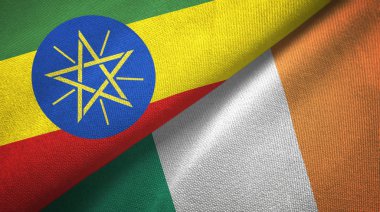 Etiyopya ve İrlanda iki bayraklar tekstil kumaş, kumaş doku