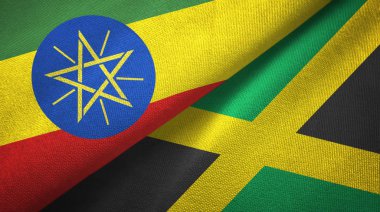 Etiyopya ve Jamaika iki bayraklar tekstil kumaş, kumaş doku