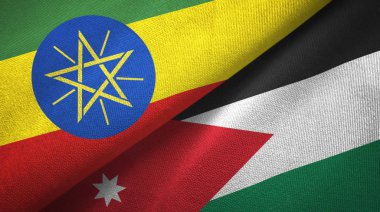 Etiyopya ve Ürdün iki bayraklar tekstil kumaş, kumaş doku