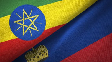 Etiyopya ve Lihtenştayn iki bayrak tekstil kumaş, kumaş doku