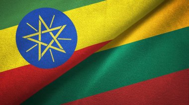 Etiyopya ve Litvanya iki bayraklar tekstil kumaş, kumaş doku
