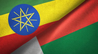 Etiyopya ve Madagaskar iki bayraklar tekstil kumaş, kumaş doku