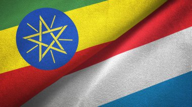 Etiyopya ve Lüksemburg iki bayraklar tekstil kumaş, kumaş doku