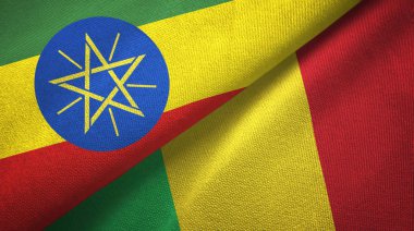 Etiyopya ve Mali iki bayraklar tekstil kumaş, kumaş doku