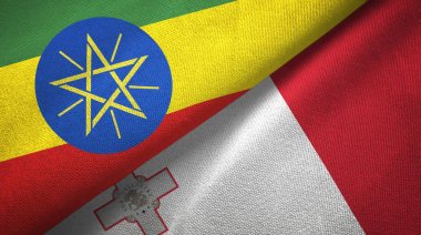 Etiyopya ve Malta iki bayraklar tekstil kumaş, kumaş doku
