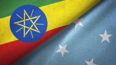 Etiyopya ve Mikronezya iki bayraktekstil kumaş, kumaş doku