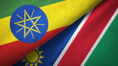 Etiyopya ve Namibya iki bayraktekstil kumaş, kumaş doku