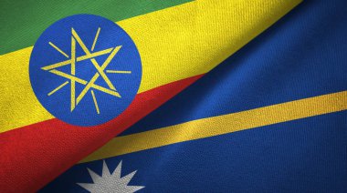 Etiyopya ve Nauru iki bayrak tekstil kumaş, kumaş doku