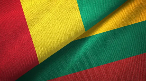 Guinea and Lithuania two flags textile cloth, fabric texture — Stock Photo, Image