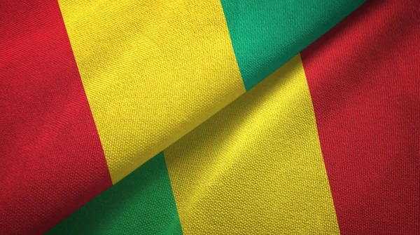 Guinea and Mali two flags textile cloth, fabric texture — Stock Photo, Image