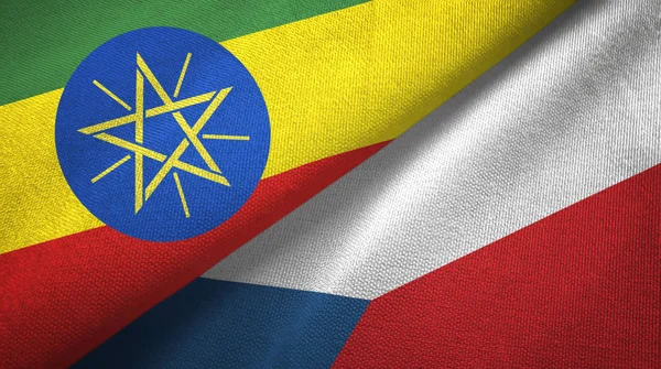 Etiyopya ve Çek Cumhuriyeti iki bayrak tekstil kumaş, kumaş doku