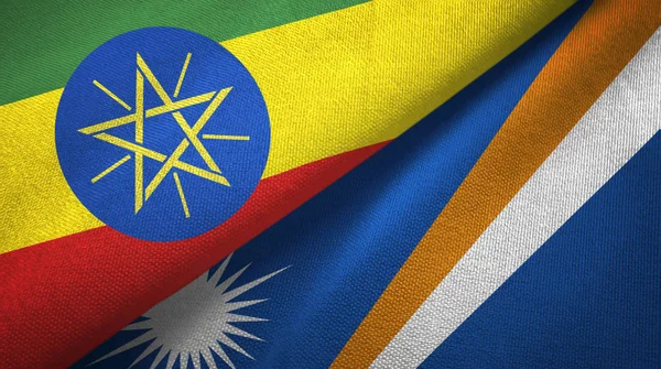 Etiyopya ve Marshall Adaları iki bayraklar tekstil kumaş, kumaş doku