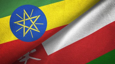 Etiyopya ve Umman iki bayrak tekstil kumaş, kumaş doku