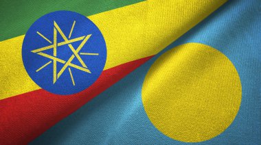 Etiyopya ve Palau iki bayraktekstil kumaş, kumaş doku