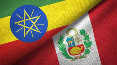 Etiyopya ve Peru iki bayraklar tekstil kumaş, kumaş doku