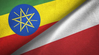 Etiyopya ve Polonya iki bayraklar tekstil kumaş, kumaş doku