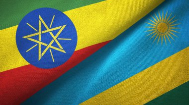 Etiyopya ve Ruanda iki bayrak tekstil kumaş, kumaş doku
