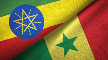 Etiyopya ve Senegal iki bayraklar tekstil kumaş, kumaş doku