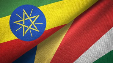 Etiyopya ve Seyşeller iki bayrak tekstil kumaş, kumaş doku