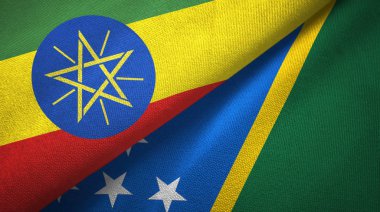 Etiyopya ve Solomon Adaları iki bayraktekstil kumaş, kumaş doku