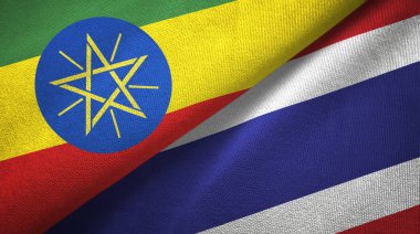 Etiyopya ve Tayland iki bayraklar tekstil kumaş, kumaş doku