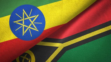 Etiyopya ve Vanuatu iki bayraklar tekstil kumaş, kumaş doku