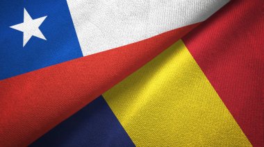 Şili ve Çad iki bayraklar tekstil kumaş, kumaş doku 