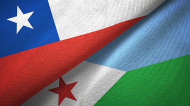 Şili ve Cibuti iki bayrak tekstil kumaş, kumaş doku