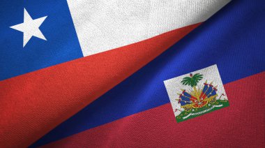 Şili ve Haiti iki bayraklar tekstil kumaş, kumaş doku