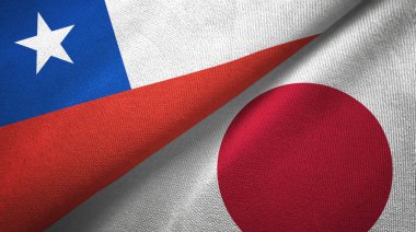 Şili ve Japonya iki bayraklar tekstil kumaş, kumaş doku