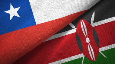 Şili ve Kenya iki bayraklar tekstil kumaş, kumaş doku