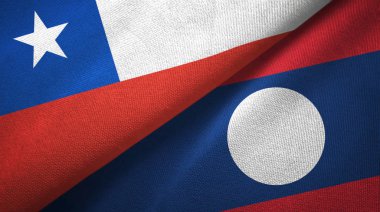 Şili ve Laos iki bayrak tekstil bez.