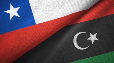 Şili ve Libya iki bayrak tekstil kumaş, kumaş doku