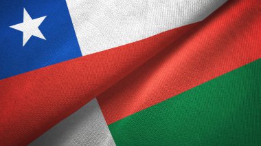 Şili ve Madagaskar iki bayraklar tekstil kumaş, kumaş doku