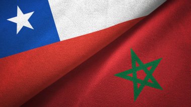 Şili ve Fas iki bayraklar tekstil kumaş, kumaş doku