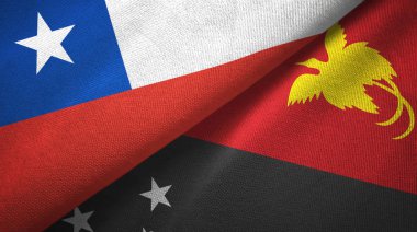 Şili ve Papua Yeni Gine iki bayraklar tekstil kumaş, kumaş doku