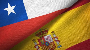 Şili ve İspanya iki bayraklar tekstil kumaş, kumaş doku
