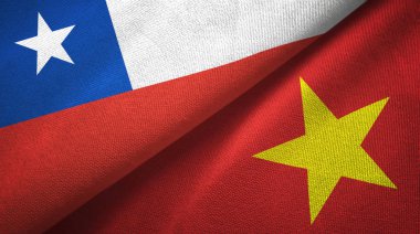 Şili ve Vietnam iki bayraklar tekstil kumaş, kumaş doku