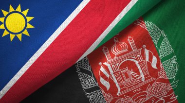 Namibya ve Afganistan iki bayrak tekstil kumaş, kumaş doku 