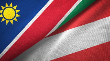 Namibya ve Avusturya iki bayrak tekstil kumaş, kumaş doku 