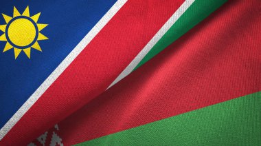 Namibya ve Beyaz Rusya iki bayraklar tekstil kumaş, kumaş doku 