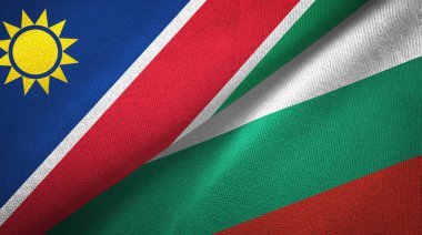 Namibya ve Bulgaristan iki bayrak tekstil kumaş, kumaş doku 