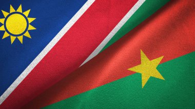 Namibya ve Burkina Faso iki bayrak tekstil kumaş, kumaş doku 