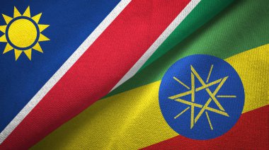 Namibya ve Etiyopya iki bayrak tekstil kumaş, kumaş doku